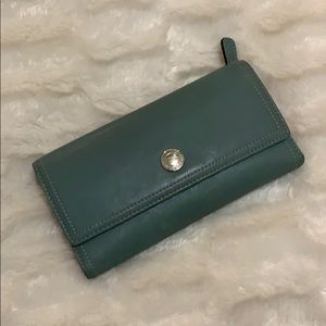 Coach Trifold Teal Wallet